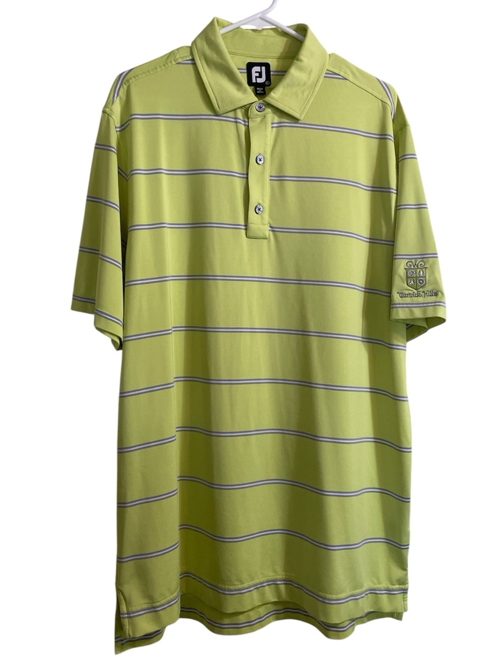 FootJoy FJ Polo Shirt Men's Size L Large Lime Green Striped Golf
